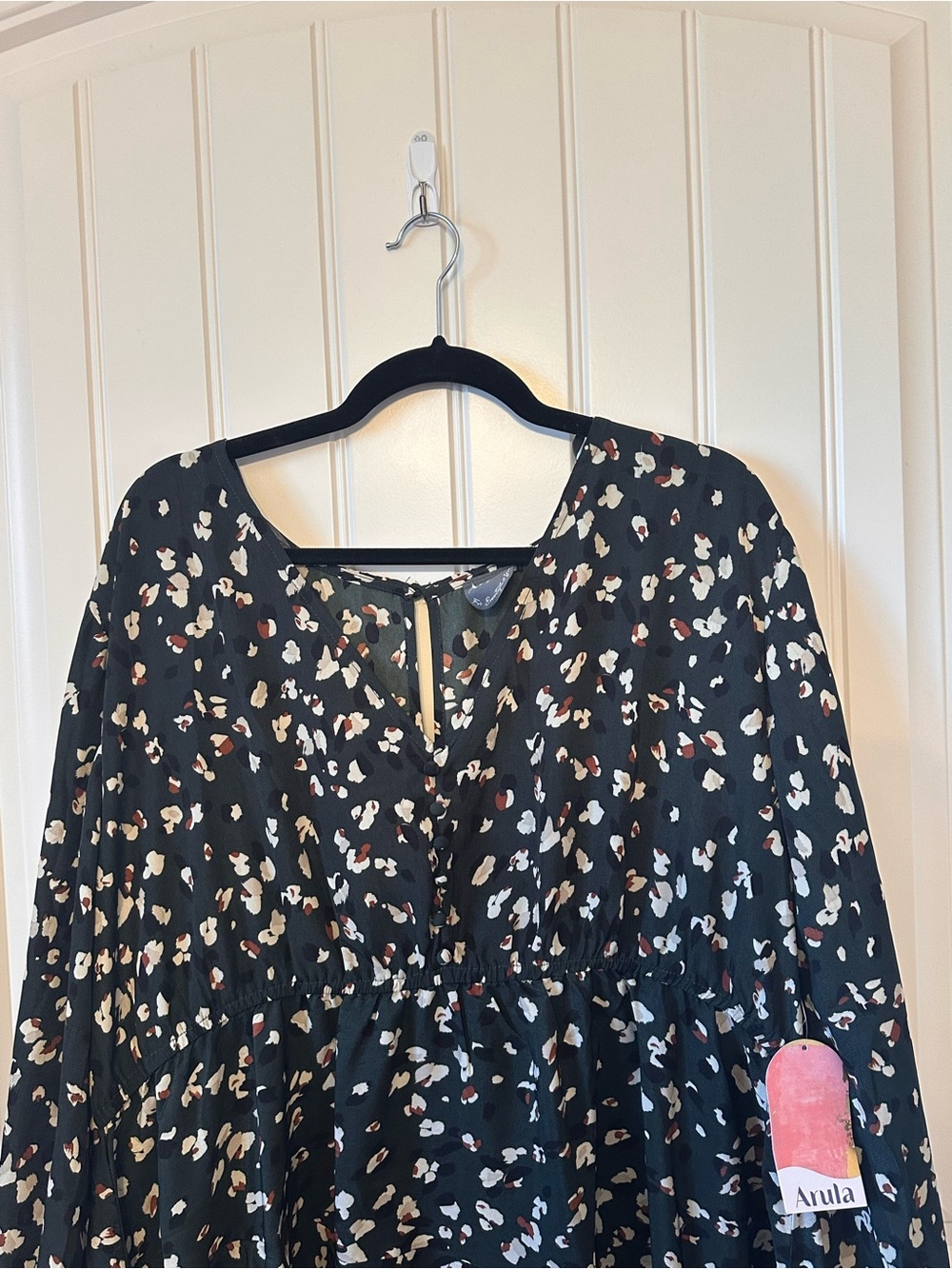 ARULA Green Mini Dress with Cream and Light Pink Floral Spots - Picture 2 of 6